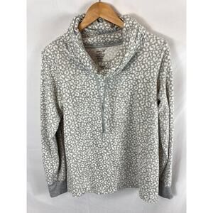 Rene Rofe Sleepwear Leopard Print Cowl Neck Sweatshirt Size Medium